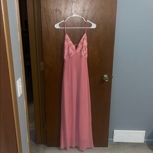 Coral Lace Bodice Slip Dress
